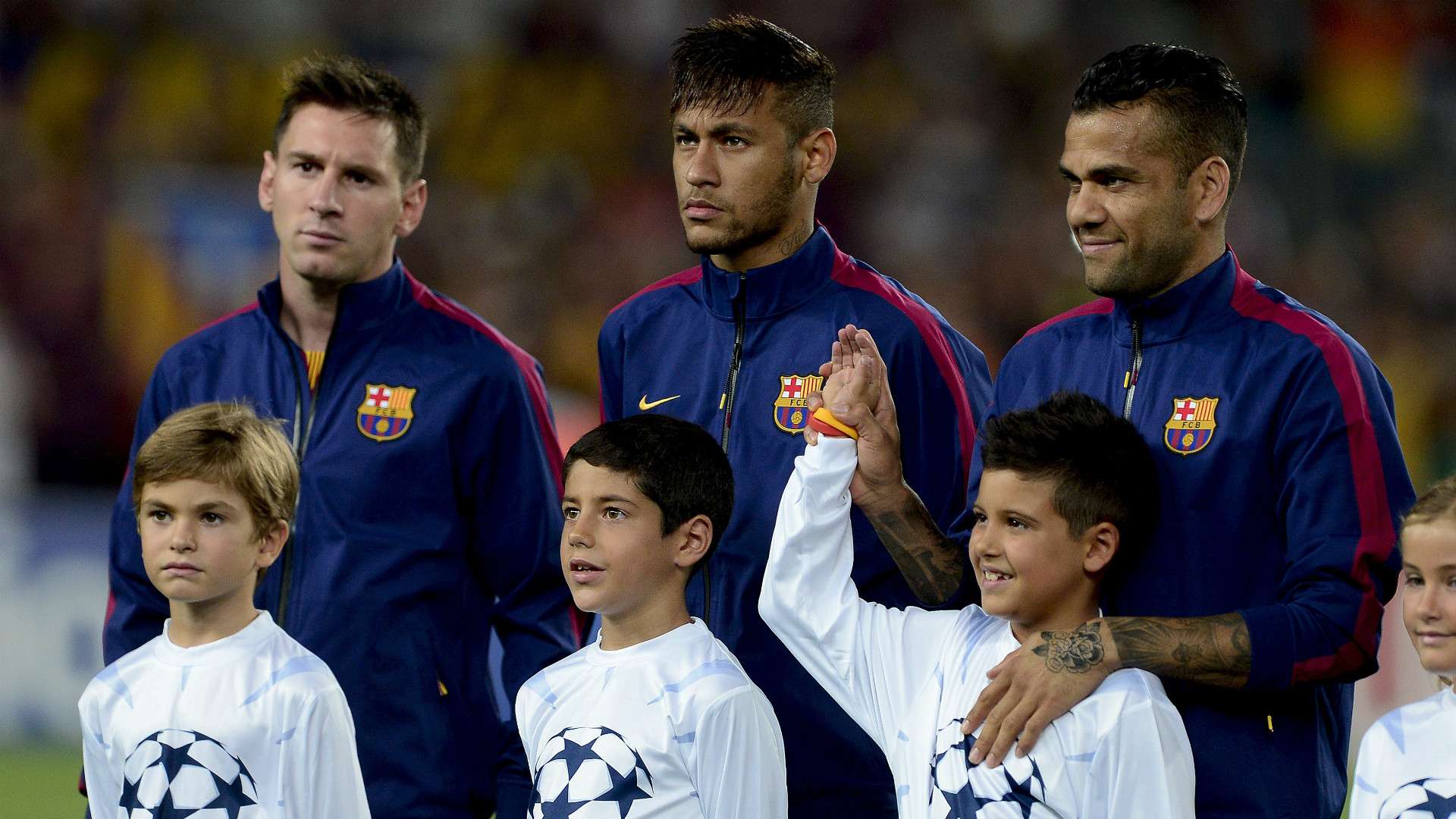 Lionel Messi Neymar Daniel Alves Barcelona APOEL UEFA Champions League