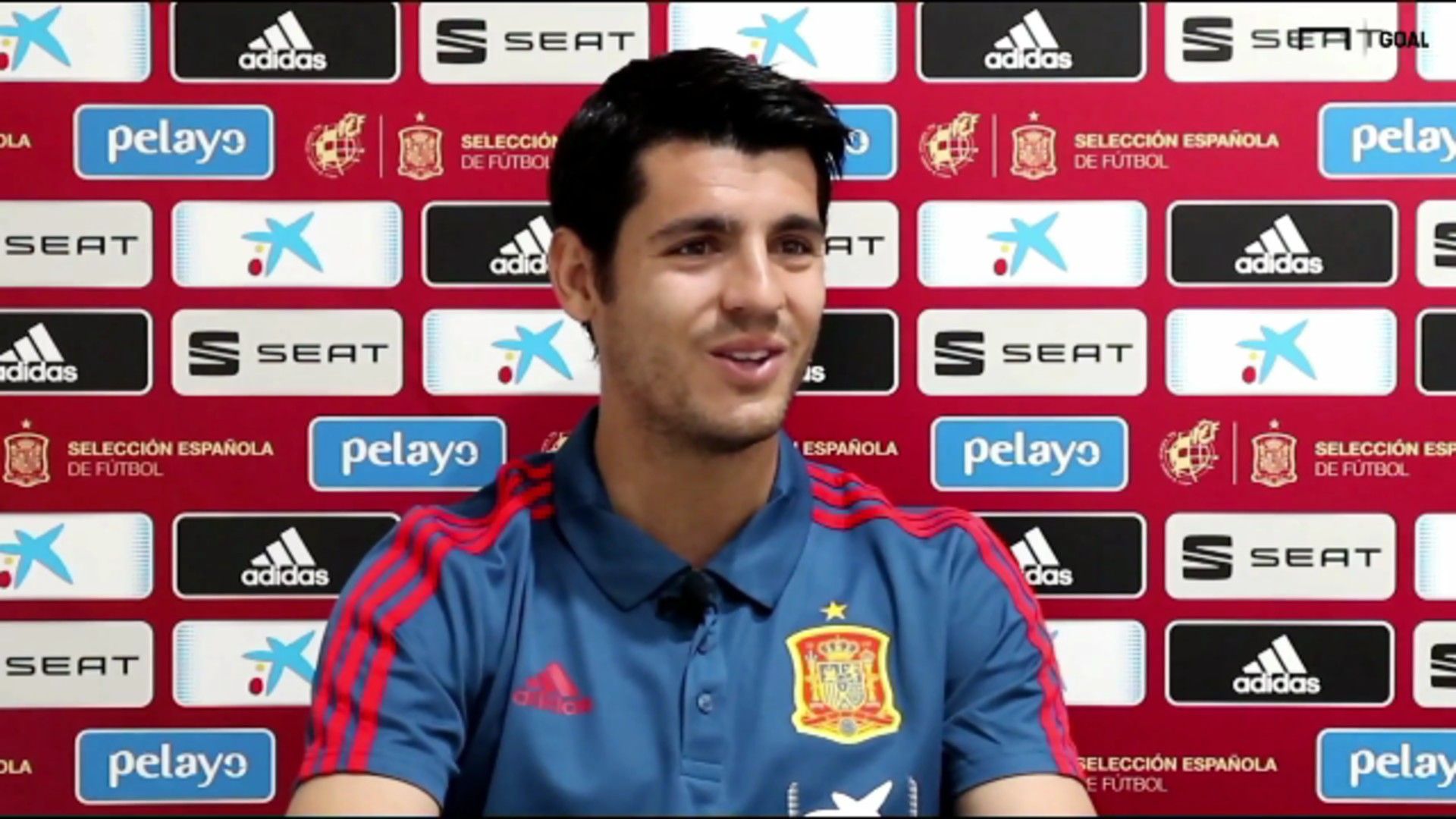 Alvaro Morata, Spain and Atletico player, during the interview with Goal