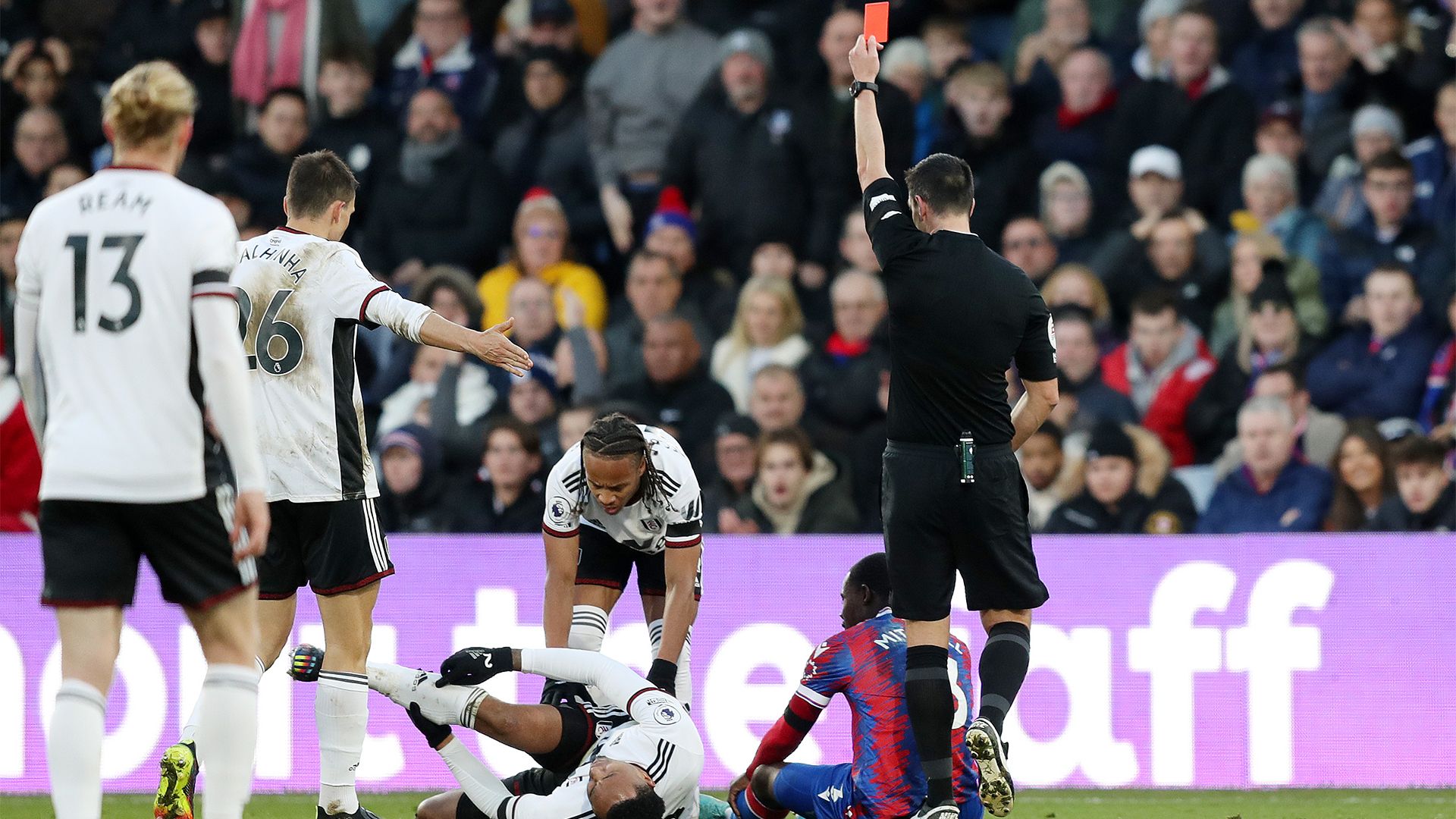 Crystal Palace red card Tyrick Mitchell 2022-23
