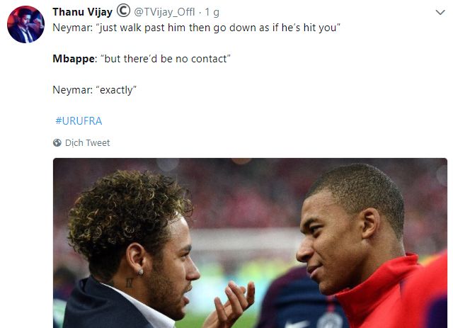 Reaction Mbappe dive