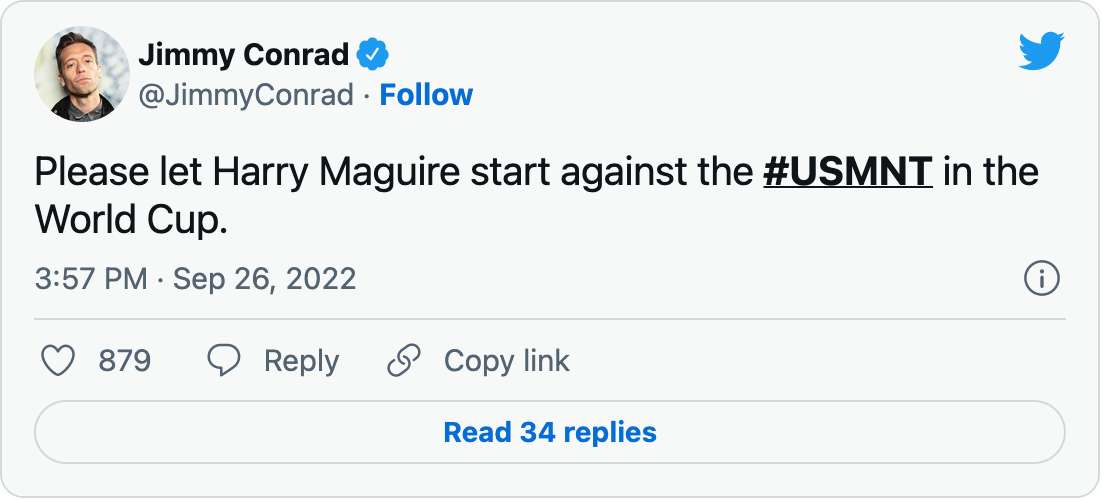 Jimmy Conrad Harry Maguire tweet