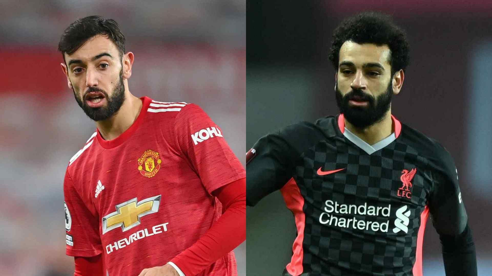 Bruno Fernandes Manchester United  Mohamed Salah Liverpool 2020-21