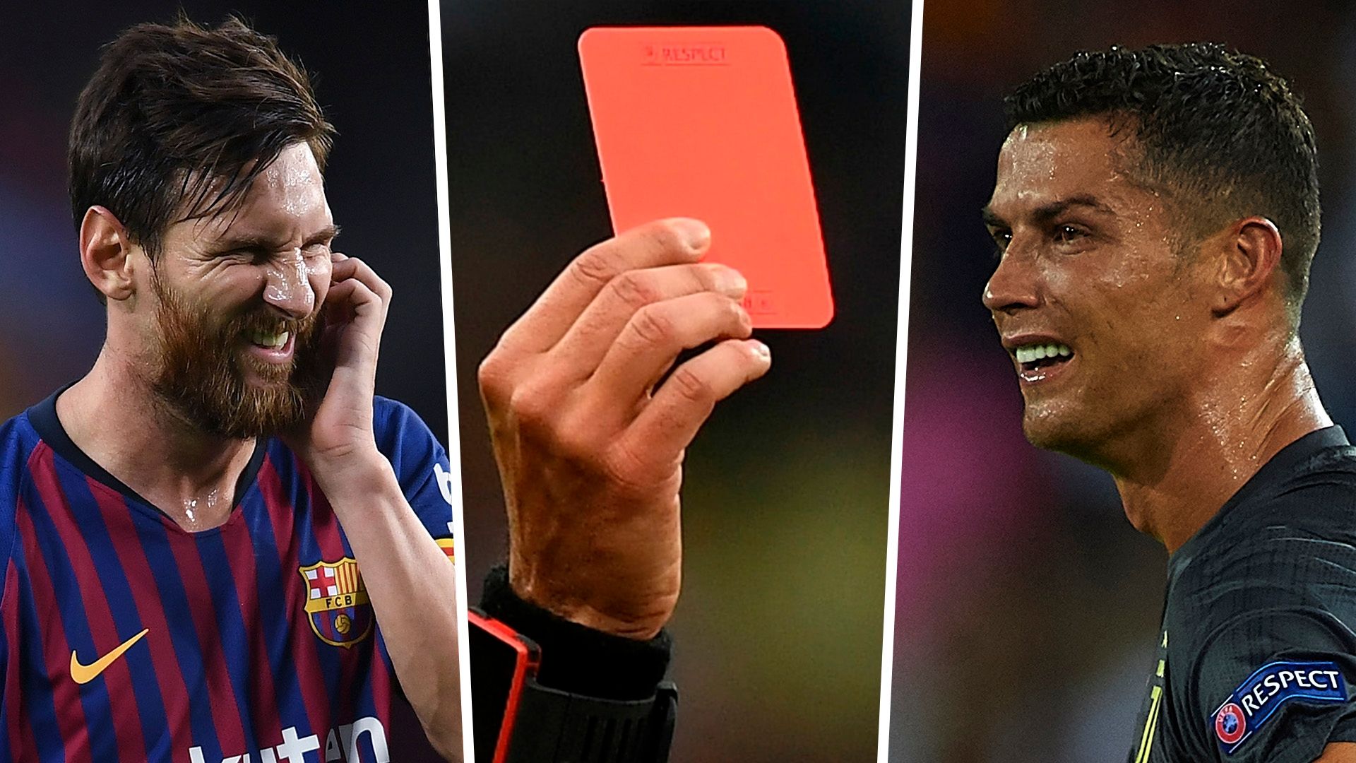 GFX Messi Ronaldo Red card split