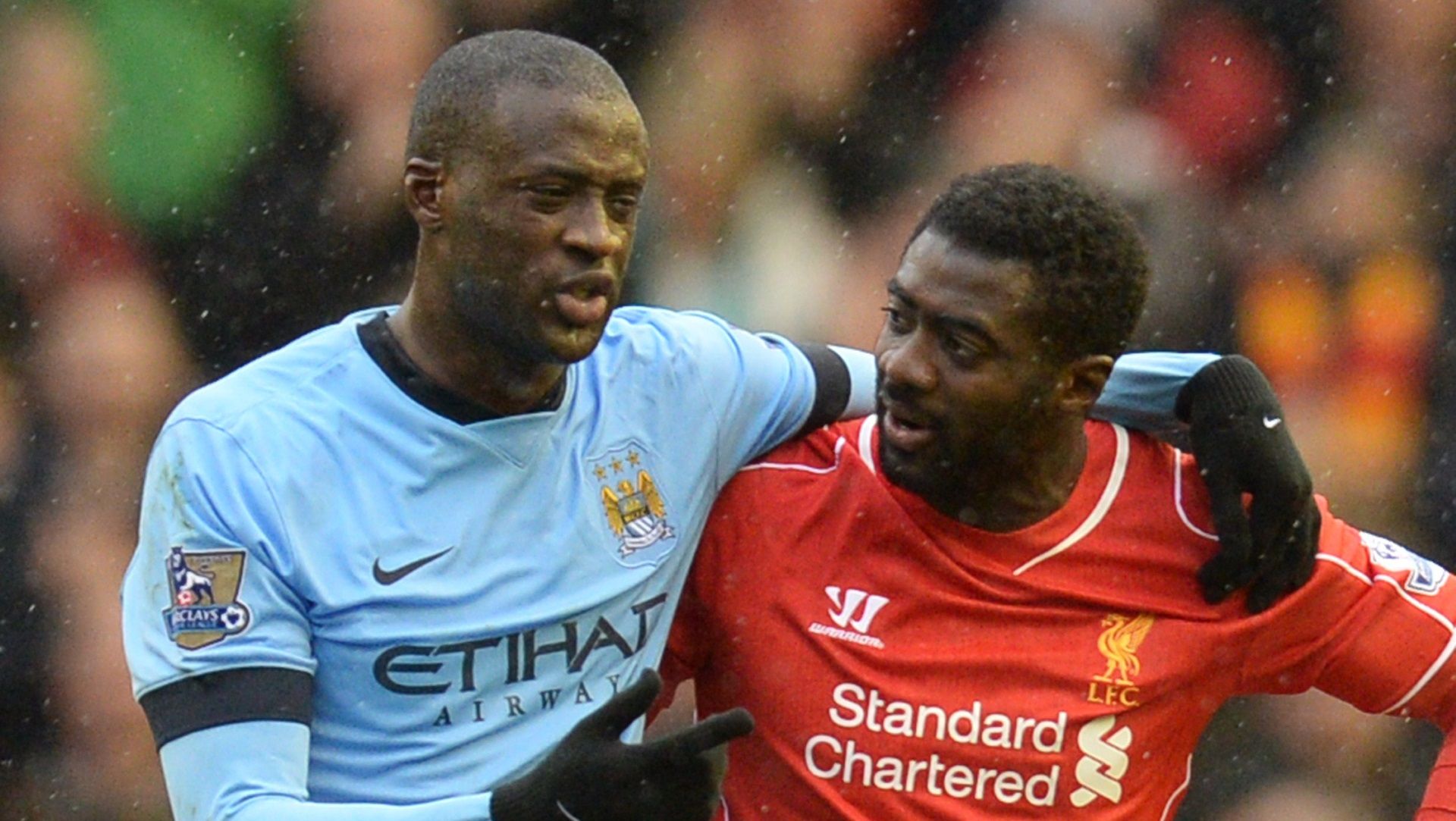 Yaya Toure of Manchester City and Kolo Toure of Liverpool