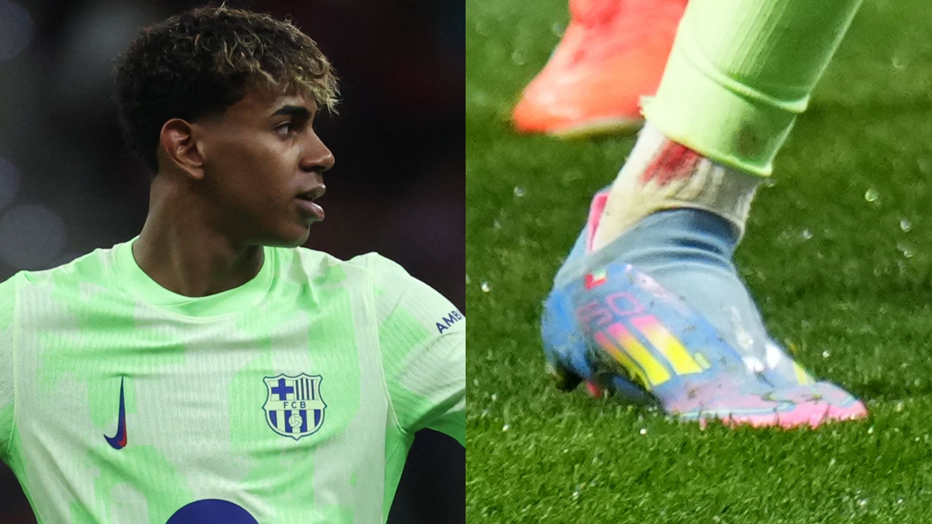 Lamine Yamal sock Barcelona Atletico Madrid 2024-25