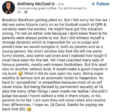 Tony McCool Brooklyn Beckham QPR