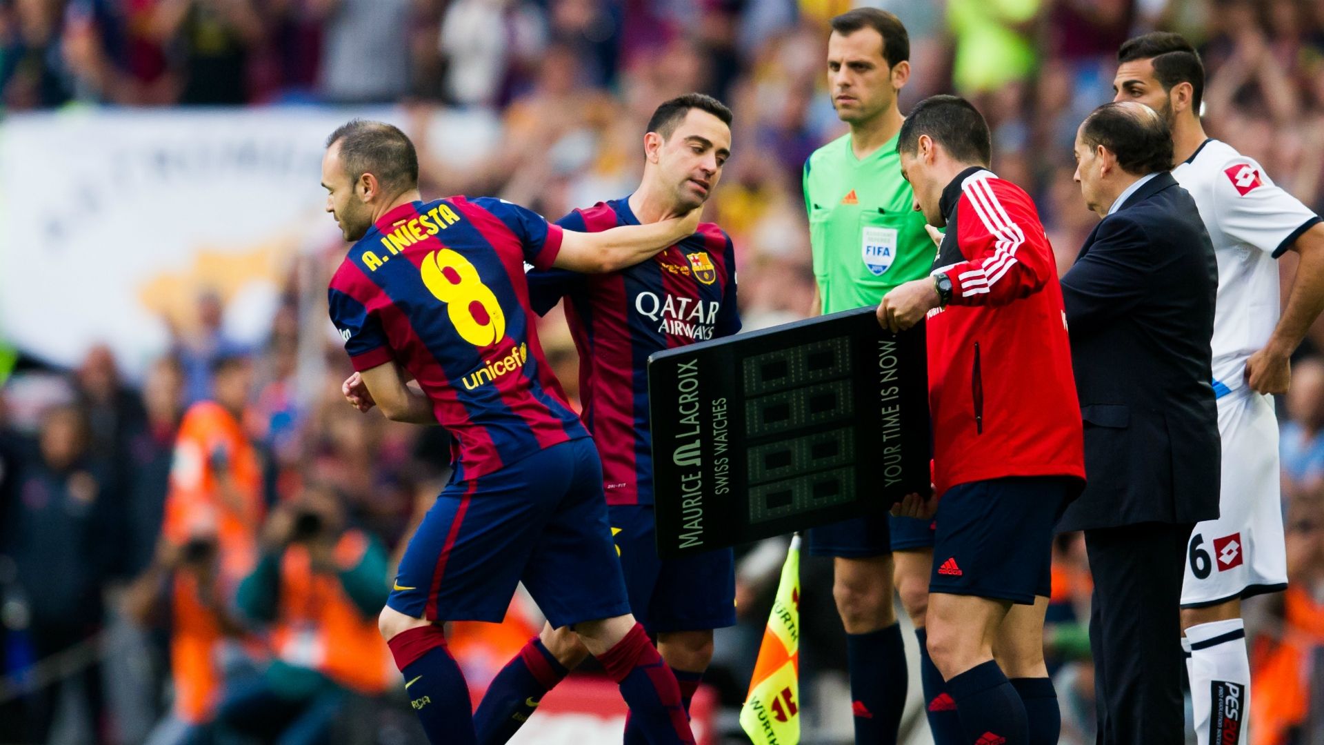 Andres Iniesta Xavi Hernandez Barcelona Deportivo de La Coruna Liga BBVA 05232015