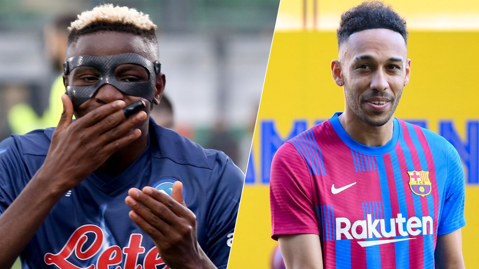 Napoli's Victor Osimhen and Barcelona's Pierre-Emerick Aubameyang