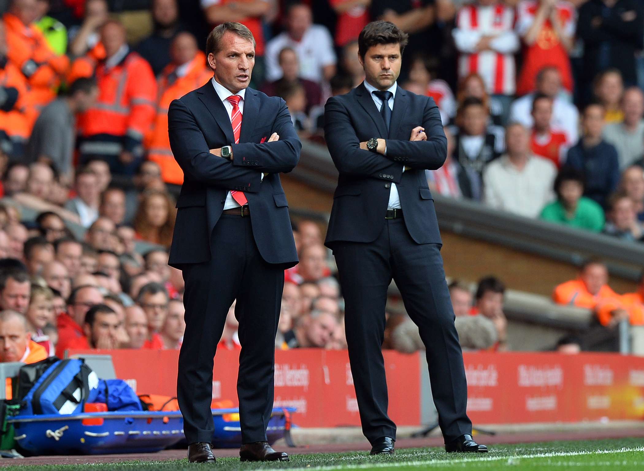 Brendan Rodgers, left, and Mauricio Pochettino