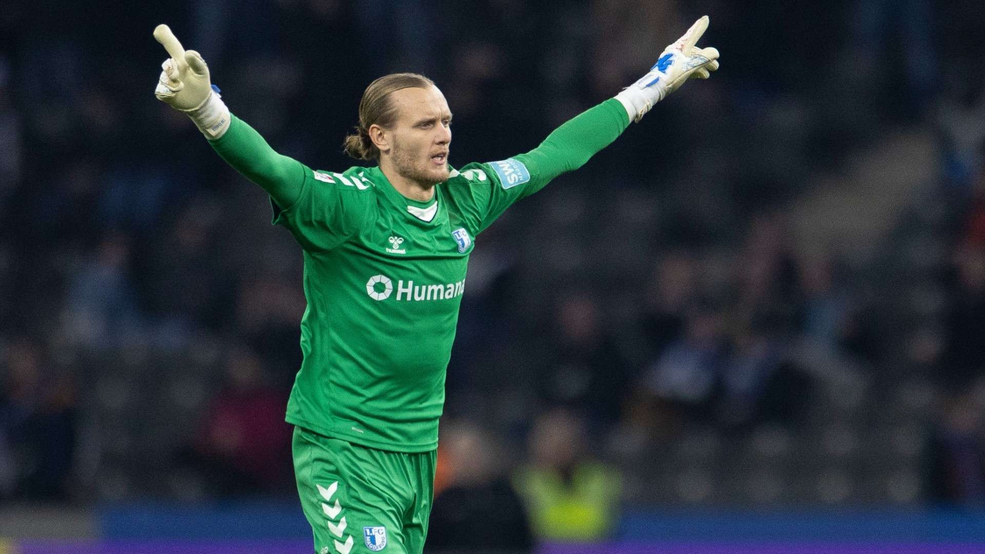 Dominik Reimann of 1. FC Magdeburg celebrates