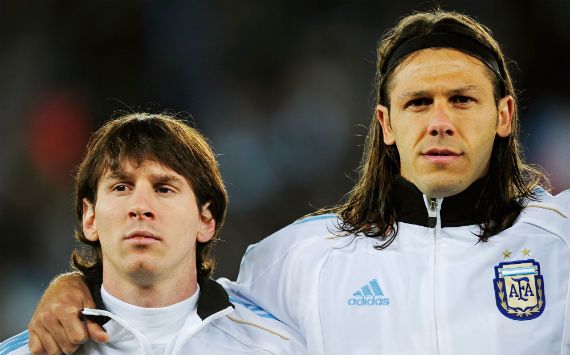 Lionel Messi y Martin Demichelis - Mundial Sudafrica 06222010