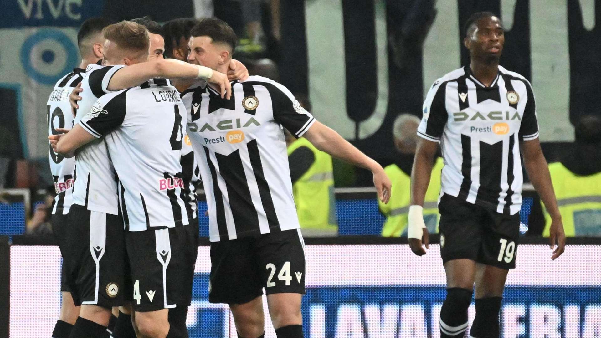 Udinese celebrating