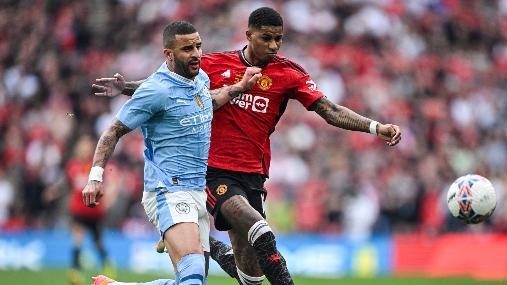 Kyle Walker Marcus Rashford Manchester City Manchester United FA Cup final 2024