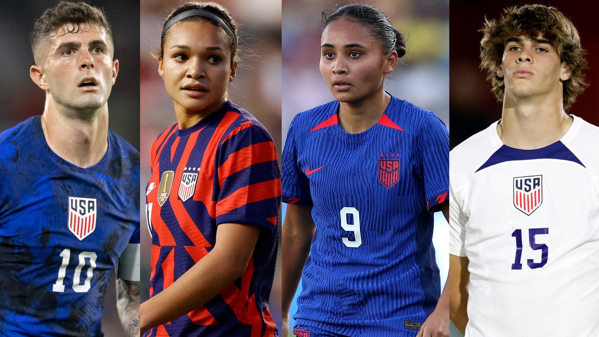 Christian Pulisic, Sophia Smith, Alyssa Thompson and Benja Cremaschi