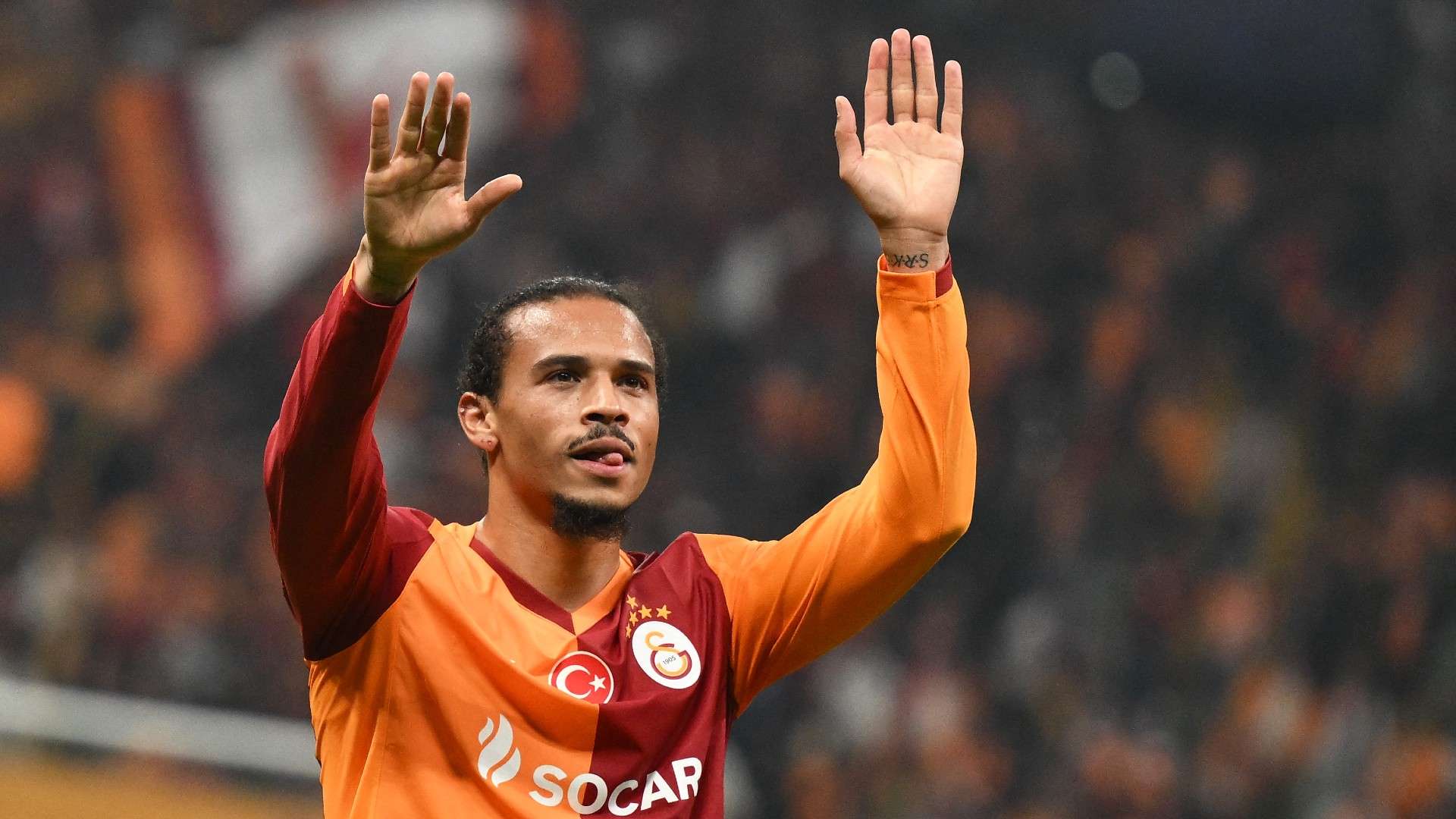 Galatasaray's German midfielder #10 Leroy Sane celebrates
