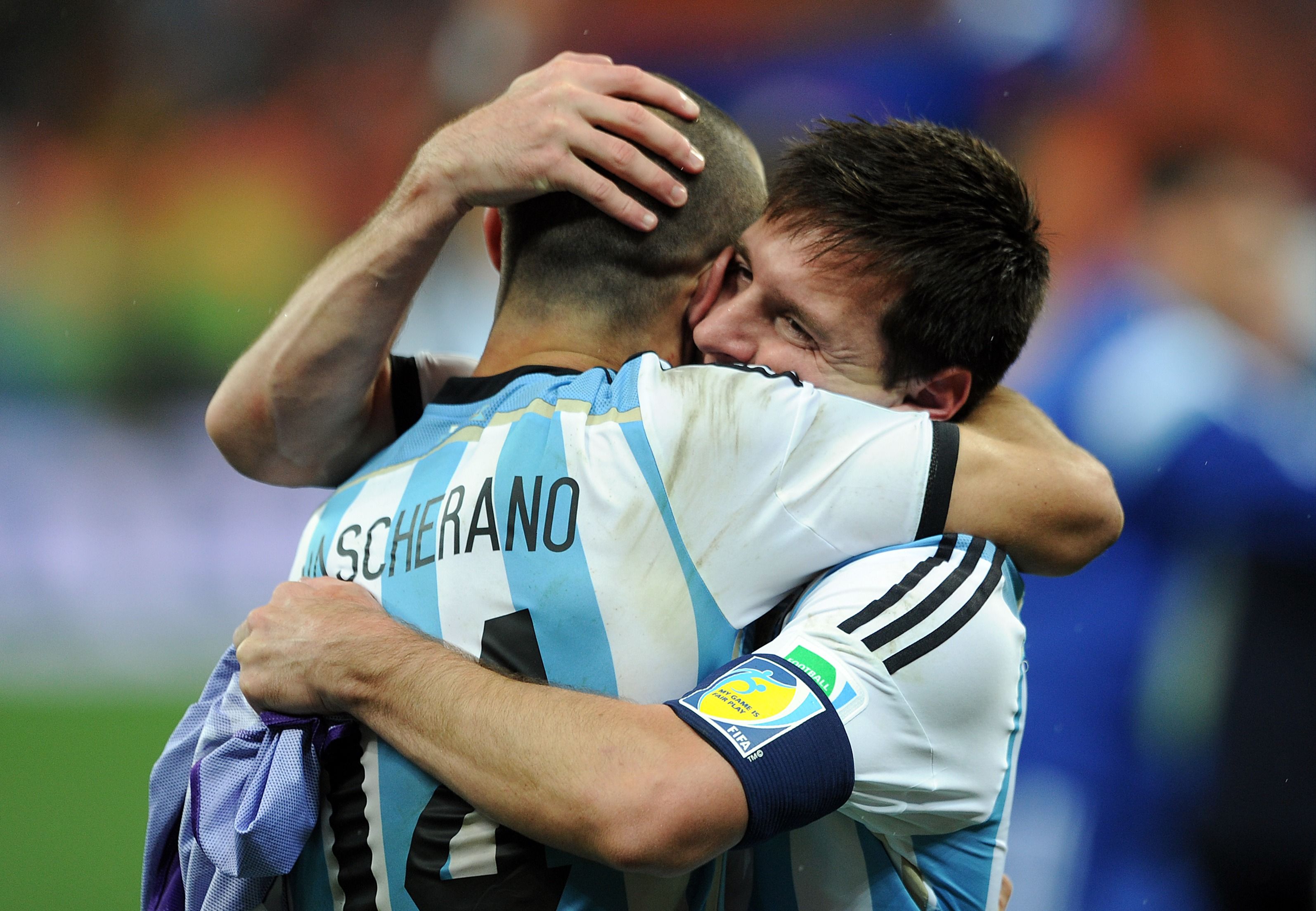 Javier Mascherano e Lionel Messi - Netherlands vs Argentina - World Cup 2014 090714