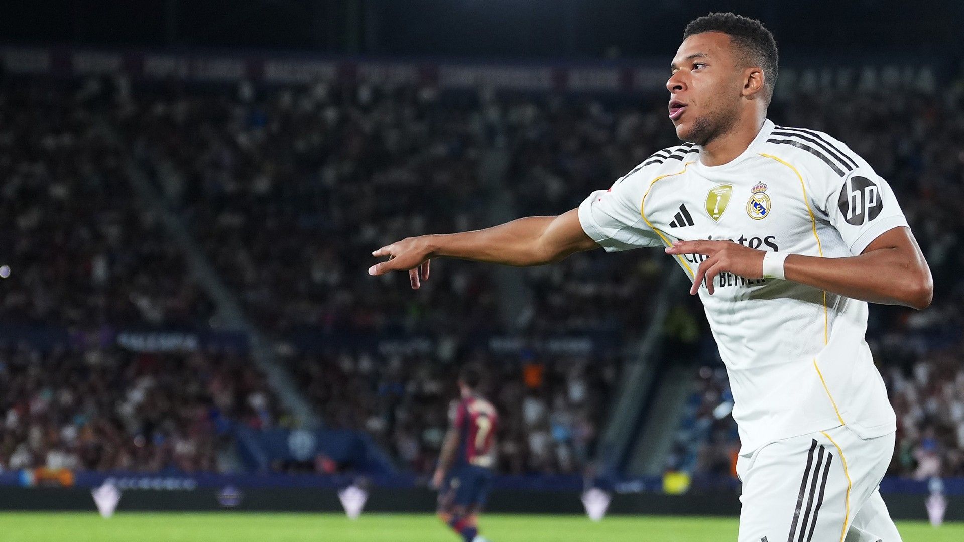 Kylian Mbappe of Real Madrid celebrates scoring