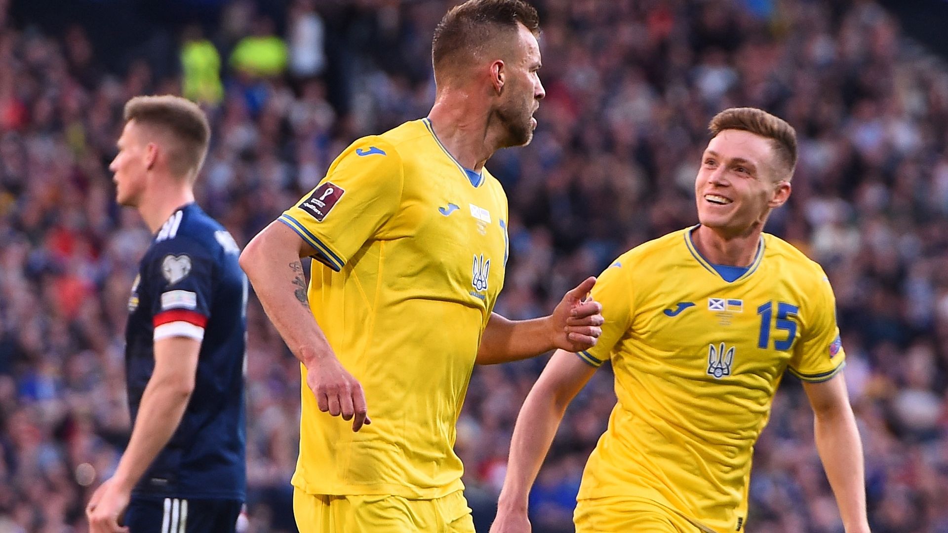 Yarmolenko celebrating Scotland