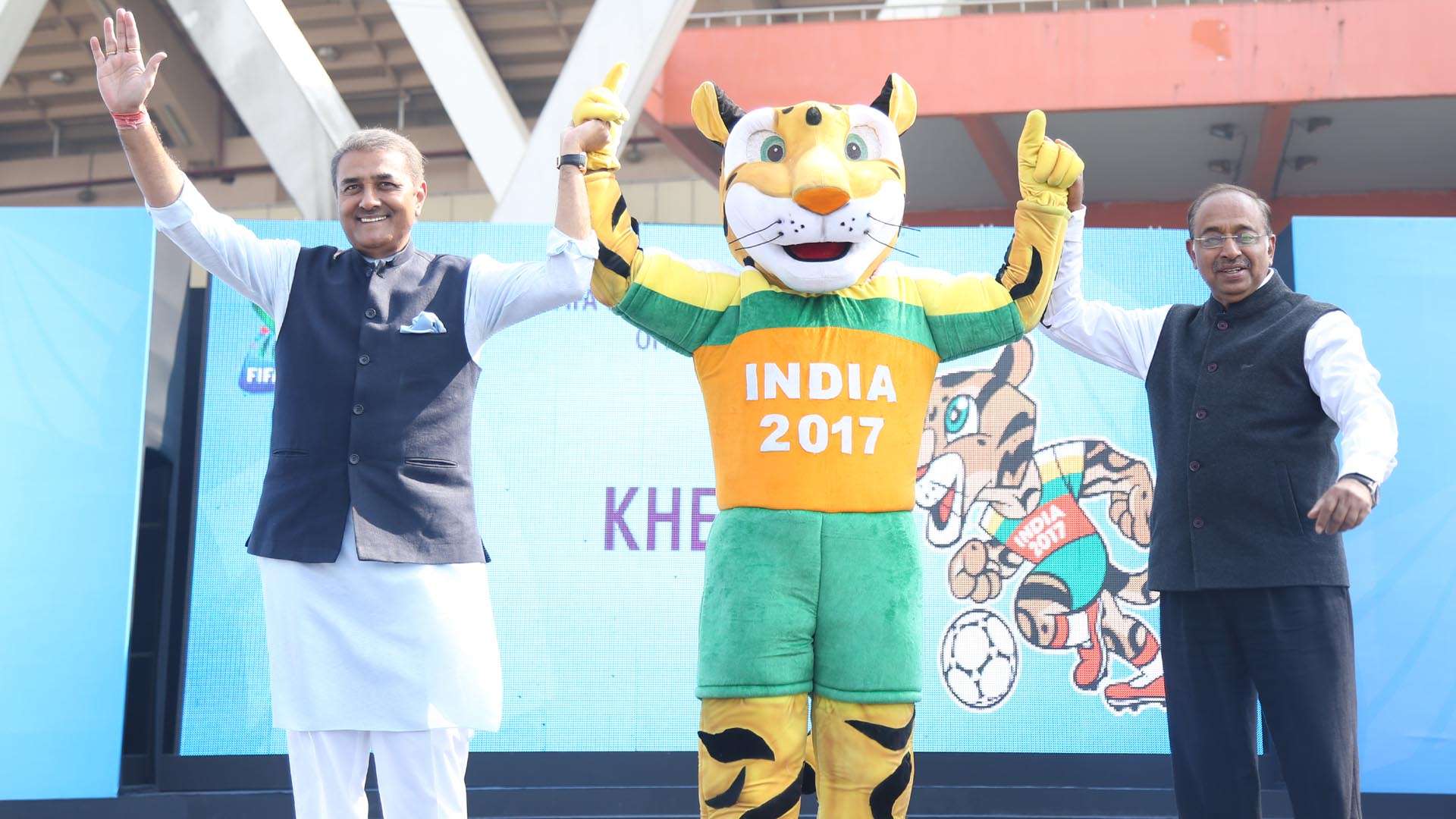 Praful Patel Vijay Goel unveil Official Mascot FIFA U-17 World Cup India 2017