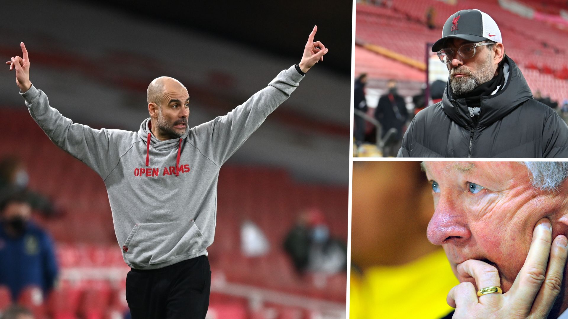 Guardiola, Alex Ferguson, Klopp