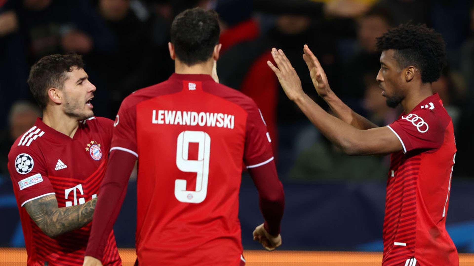 Kingsley Coman, Lewandowski, Hernandez FC Bayern 16022022