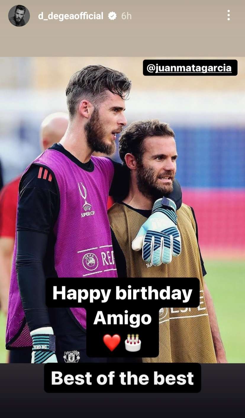 David de Gea wishes former teammate and friend Juan Mata happy birthday in humorous social media post
