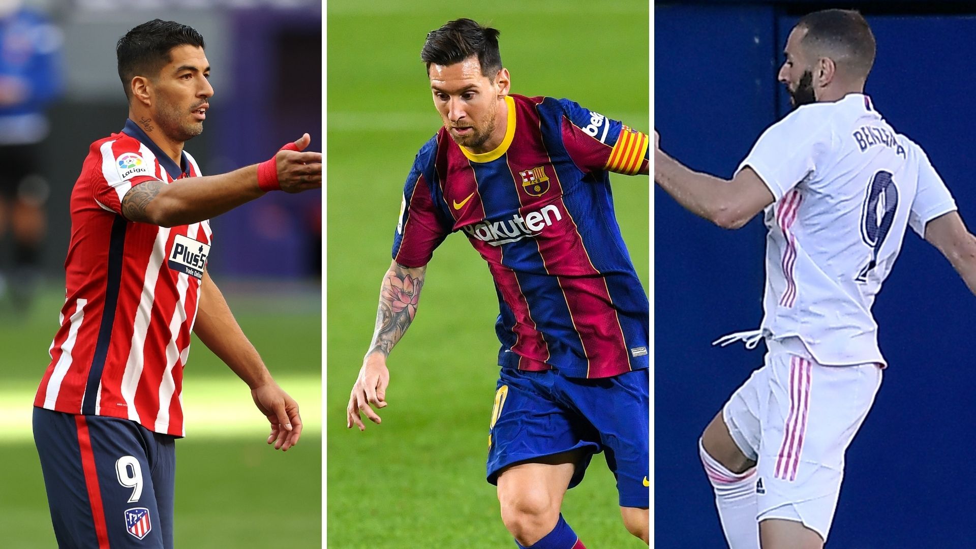 Luis Suárez, Leo Messi y Karim Benzema (Atlético de Madrid, Barcelona y Real Madrid)