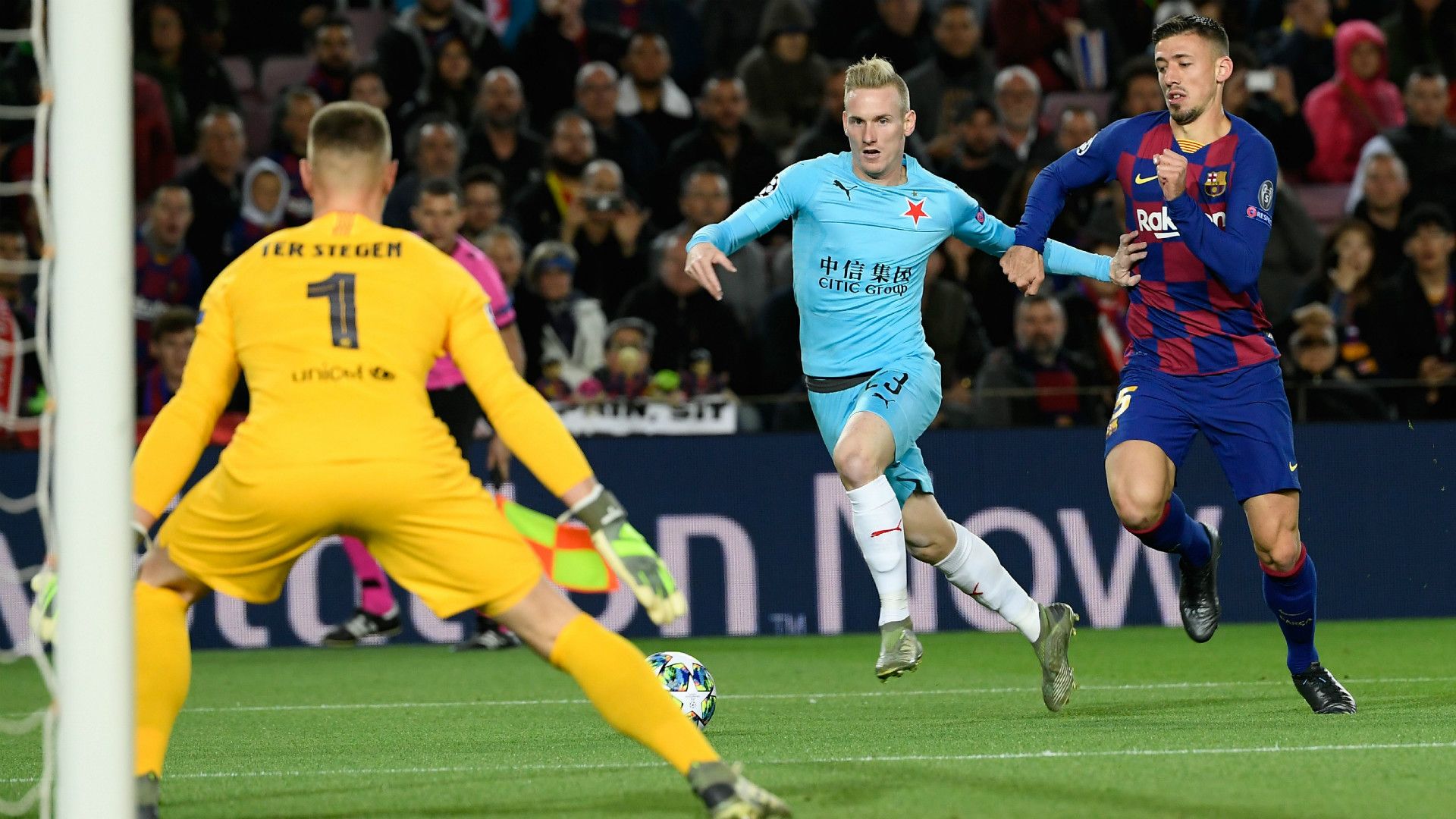 Ter Stegen Lenglet Barcelona Slavia Praga Champions League