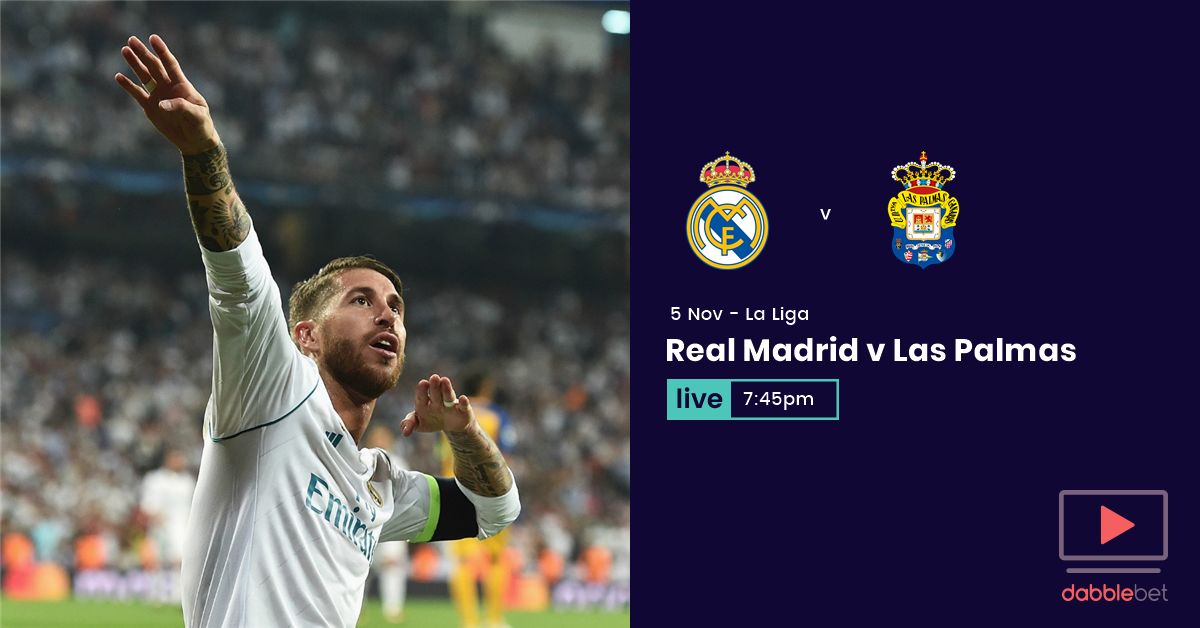 Real madrid Las Palmas watch and bet graphic
