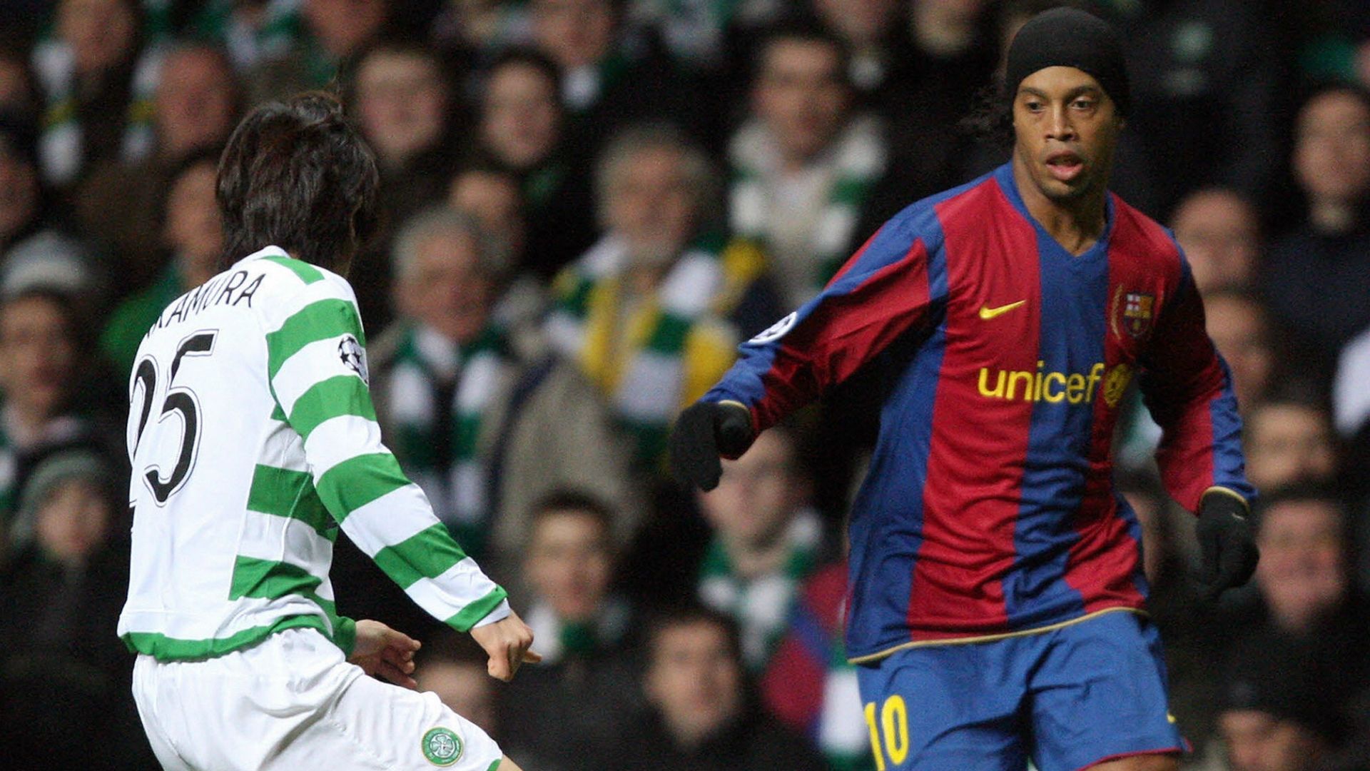 Ronaldinho Shunsuke Nakamura Celtic Barcelona Uefa Champions League 2008