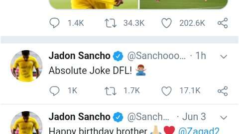 Sancho Borussia Dortmund tweet