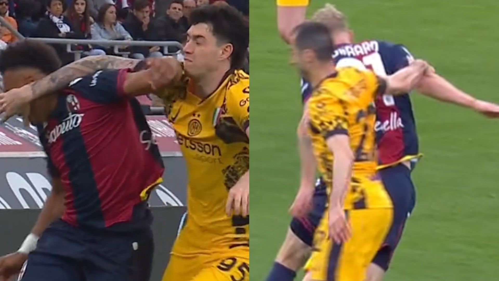 Bastoni Mkhitaryan yellow card Bologna Inter 20042025