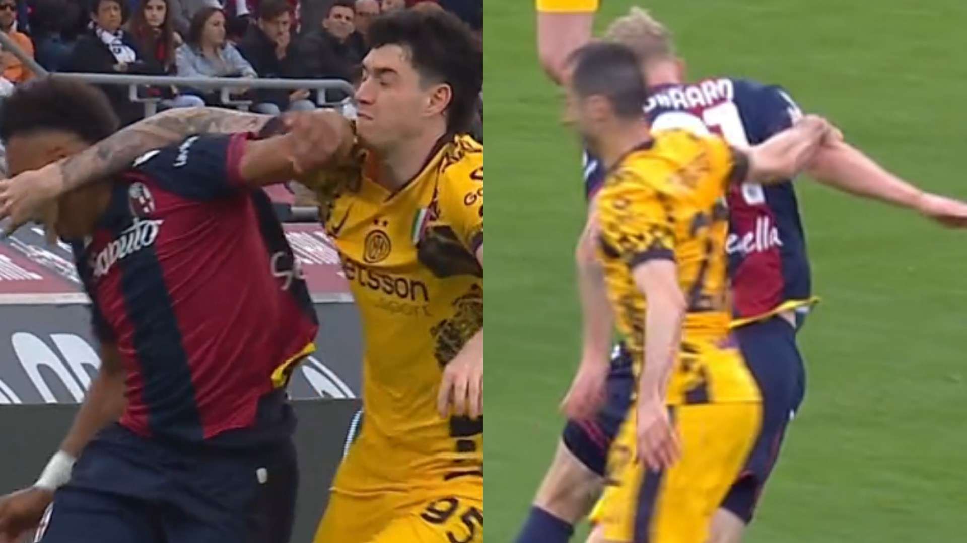 Bastoni Mkhitaryan yellow card Bologna Inter 20042025
