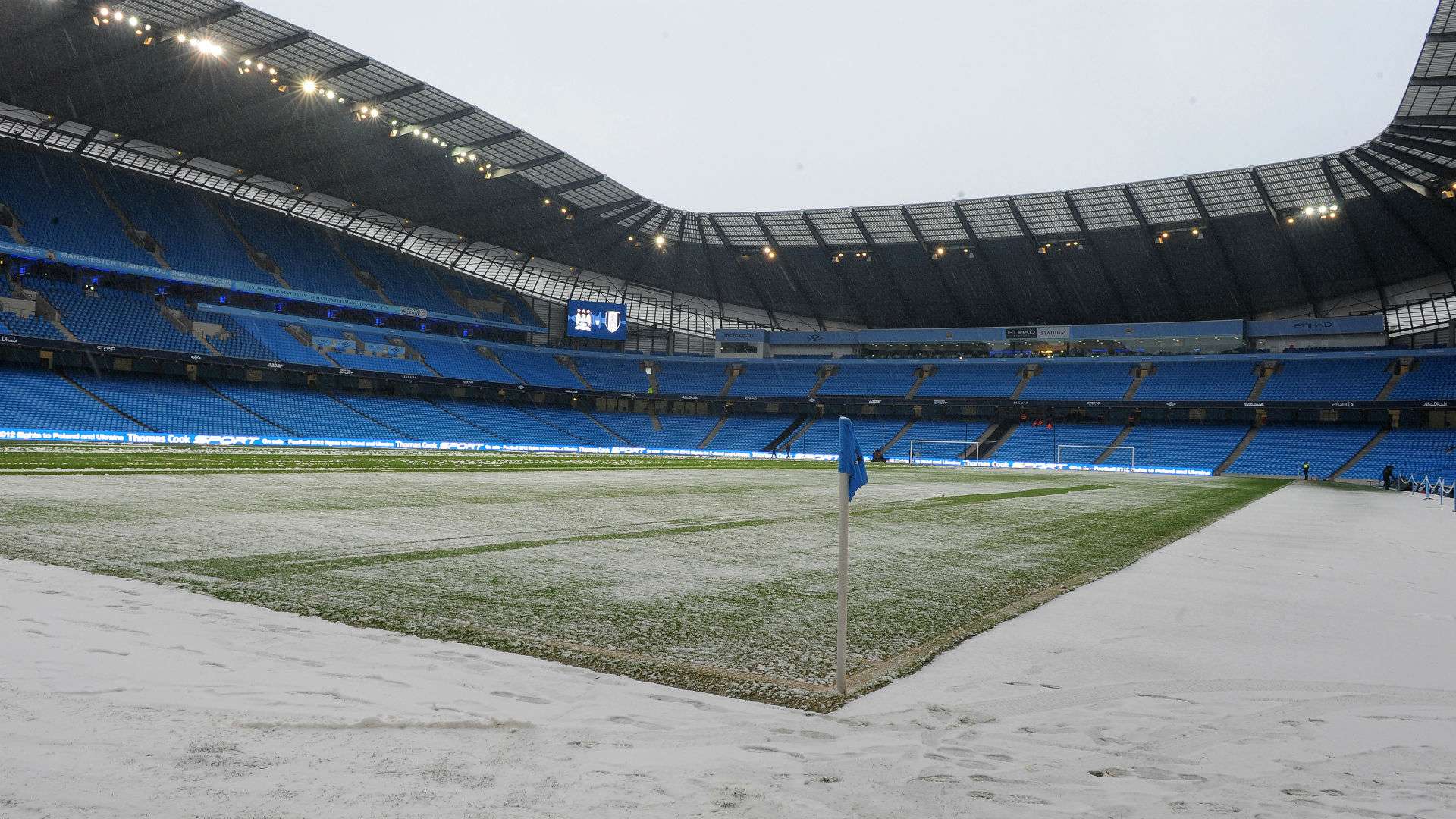 Manchester City Etihad Stadium Snow