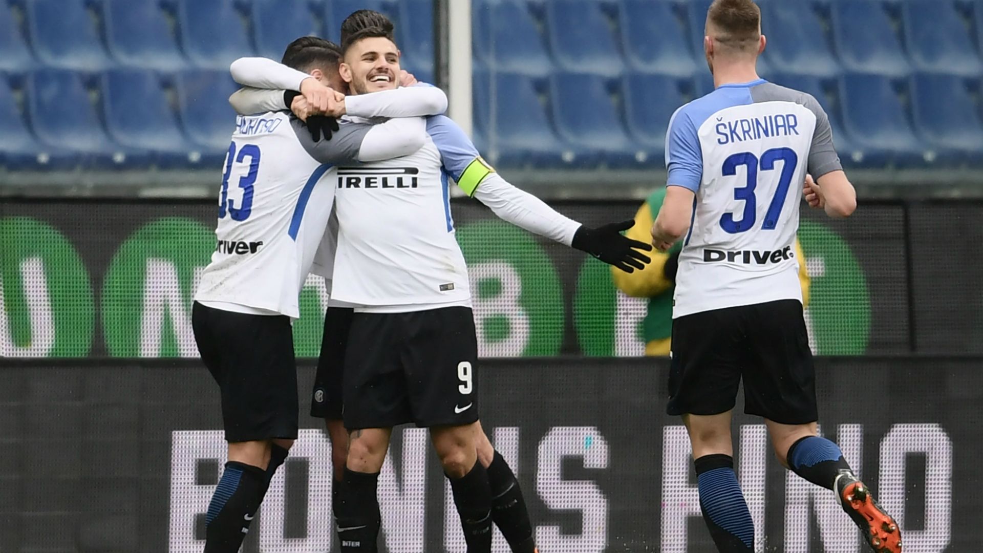 Inter celebrating Sampdoria Inter Serie A