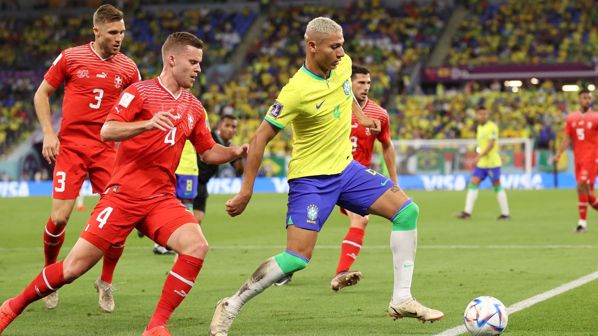 Richarlison, Nico Elvedi, Brasil x Suíça, Copa do Mundo 2022