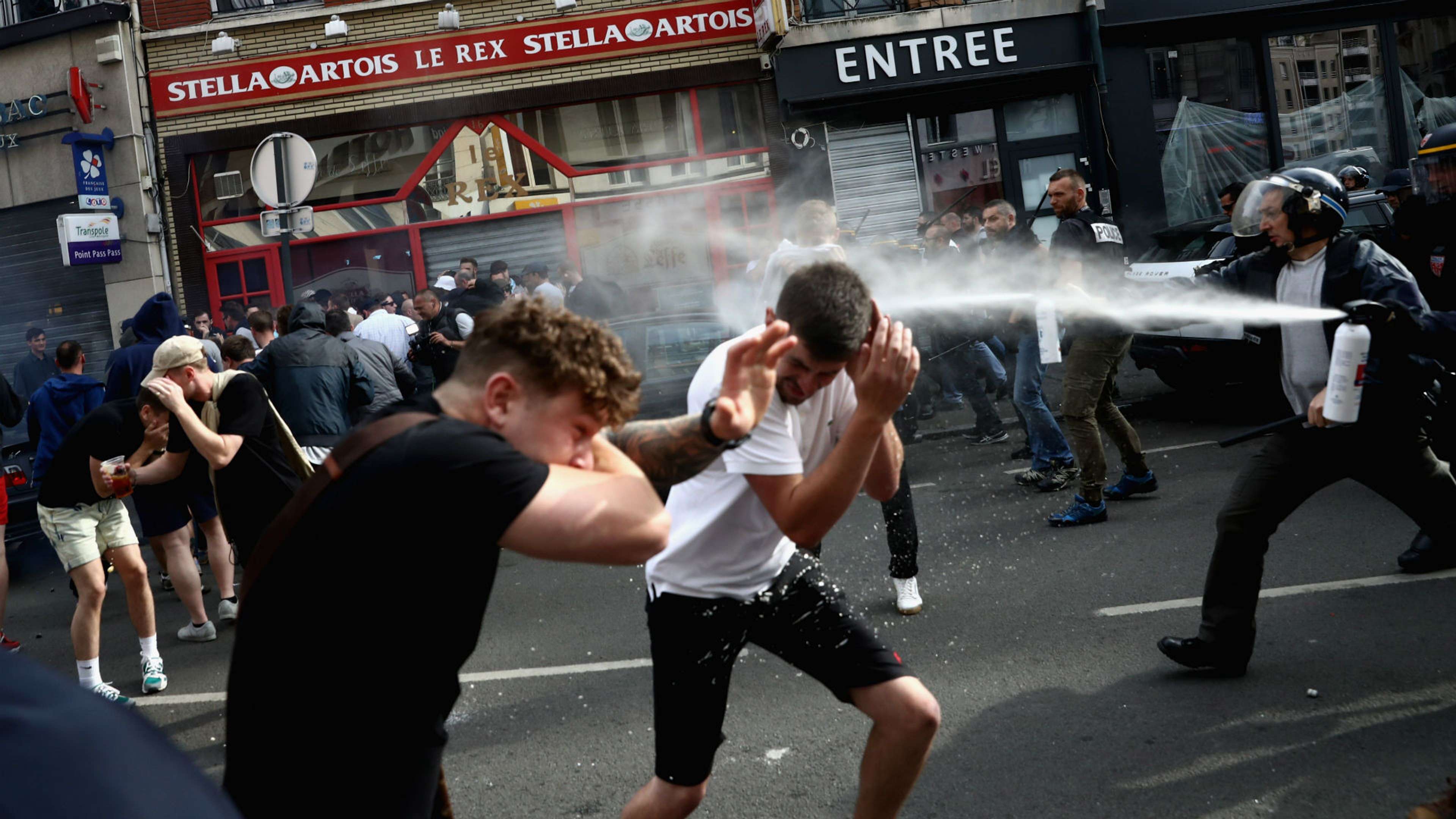 England fans in Lille with police