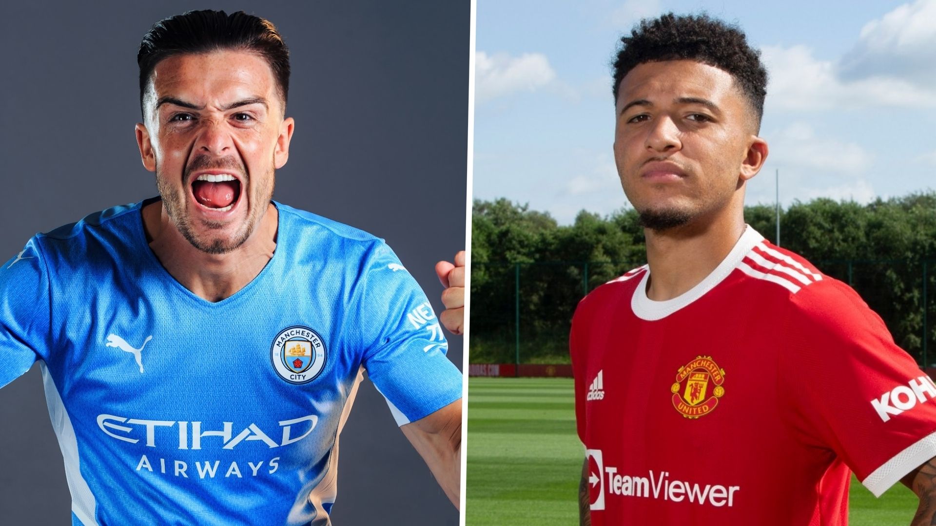 Jack Grealish Jadon Sancho Manchester City Manchester United GFX