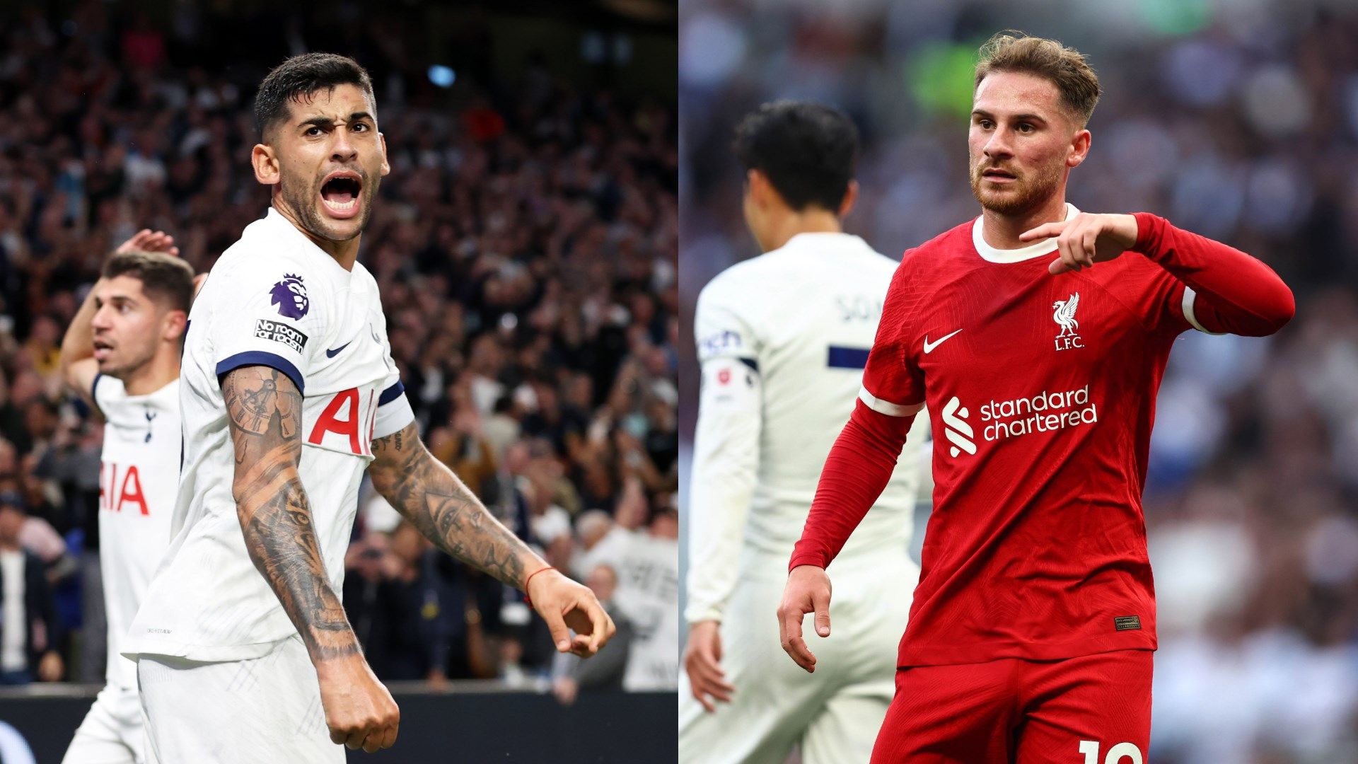 Cristian Romero - Alexis MacAllister Tottenham Liverpool Premier League 2023/24