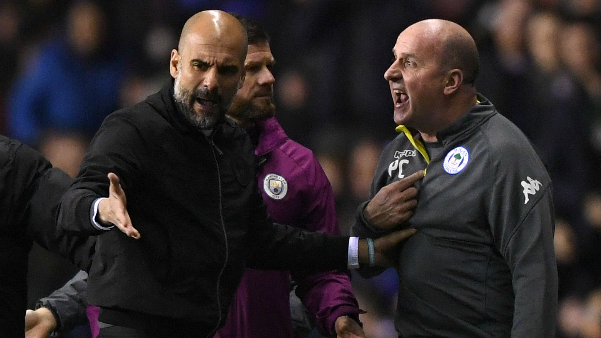 PEP GUARDIOLA MANCHESTER CITY PAUL COOK WIGAN 19022018