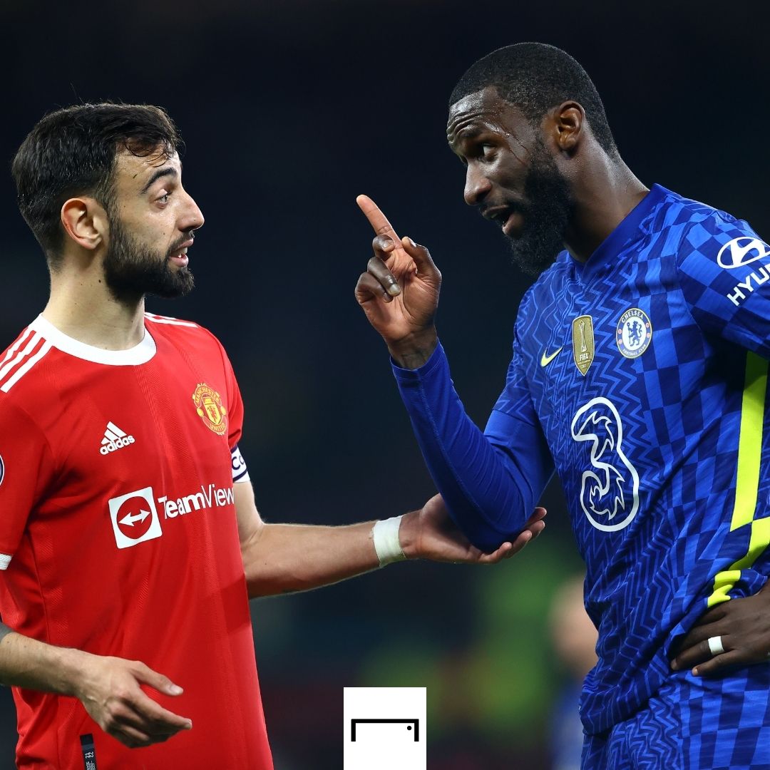 Antonio Rudiger Bruno Fernandes Chelsea Manchester United Premier League 2021-22 GFX