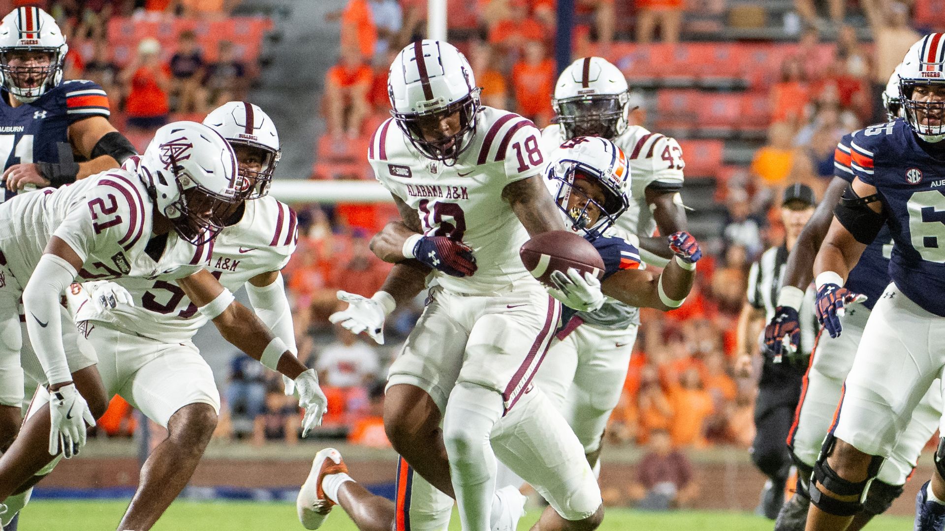 Tervae Williams #18 of the Alabama A&M Bulldogs