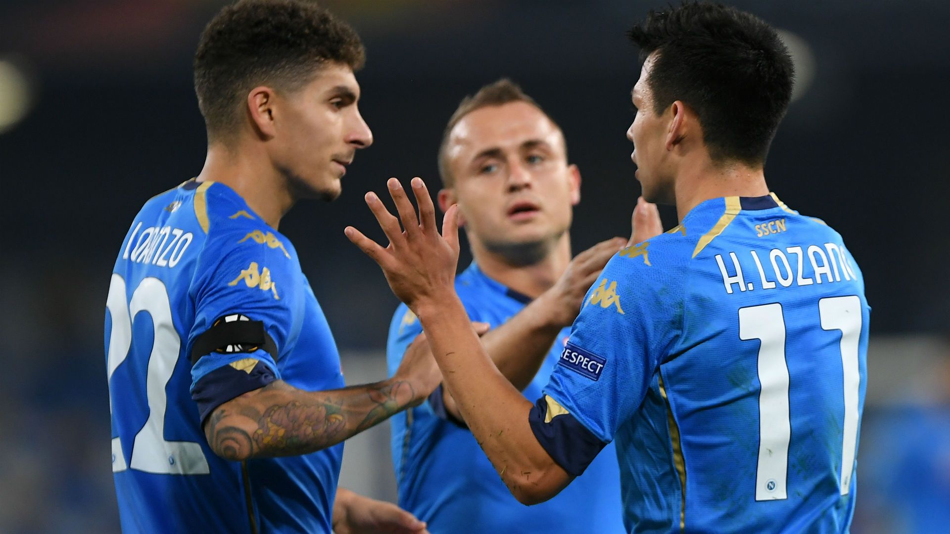 Lozano Napoli Rijeka celebrating Europa League