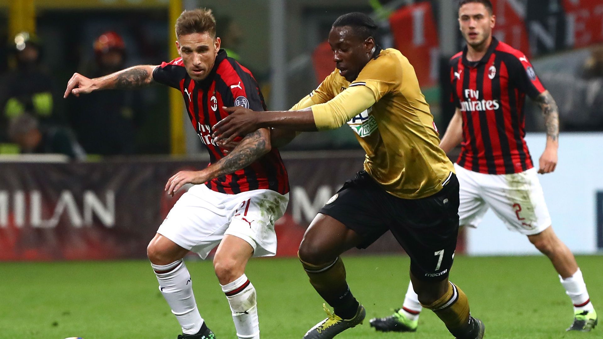 Stefano Okaka Lucas Biglia Milan Udinese Serie A