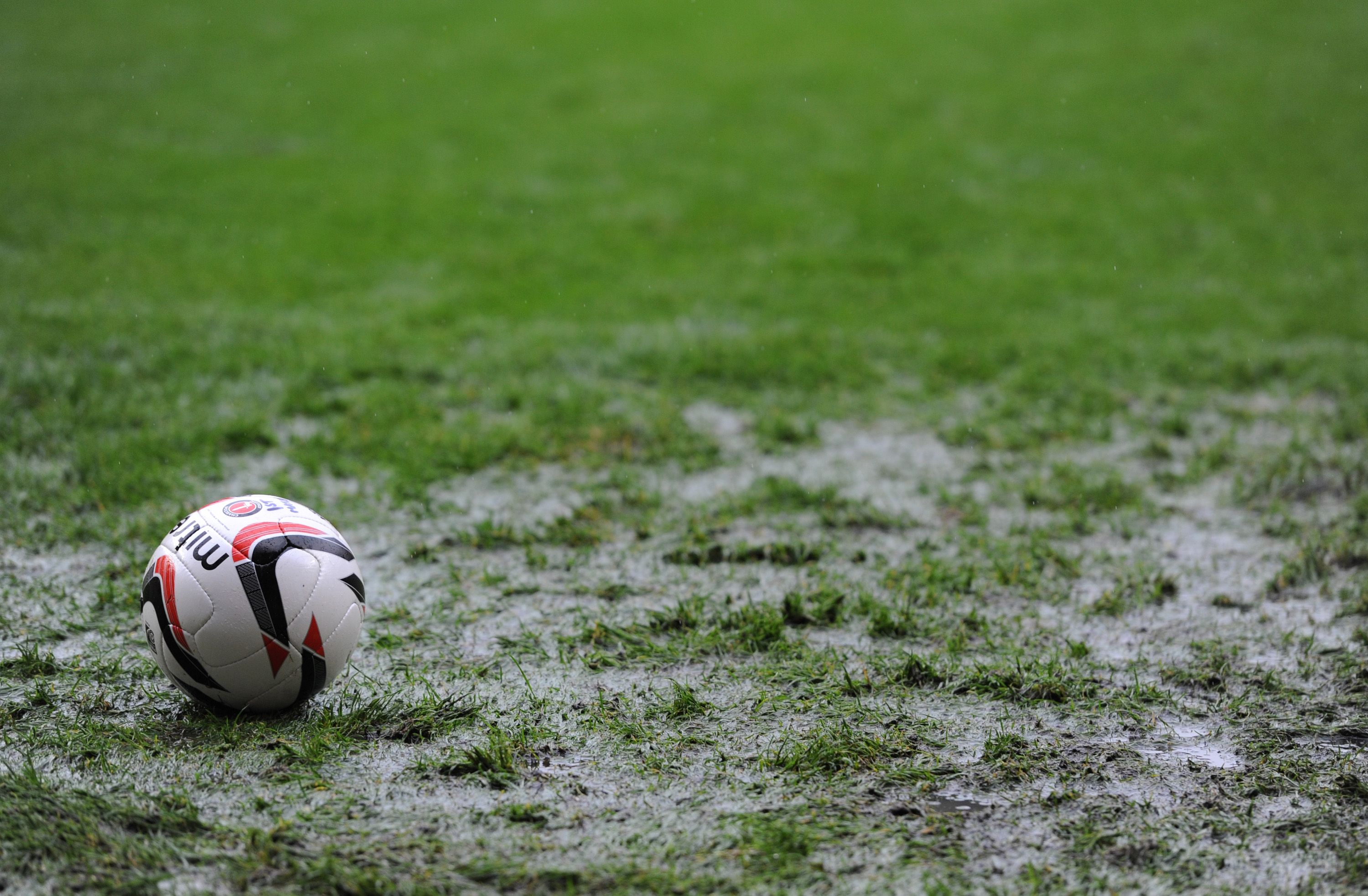 A waterlogged football pitch
