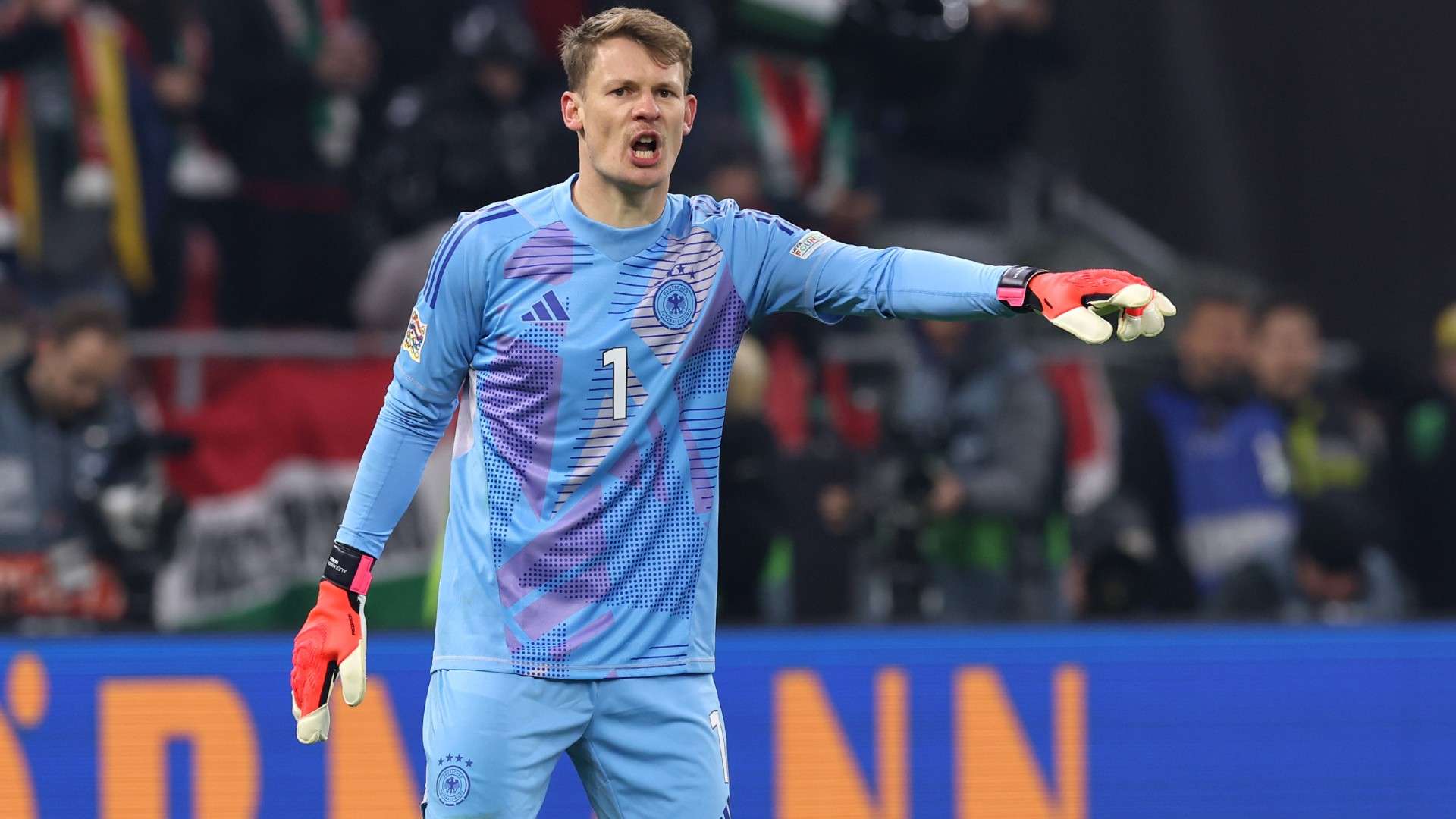 Alexander Nubel of Germany gestures