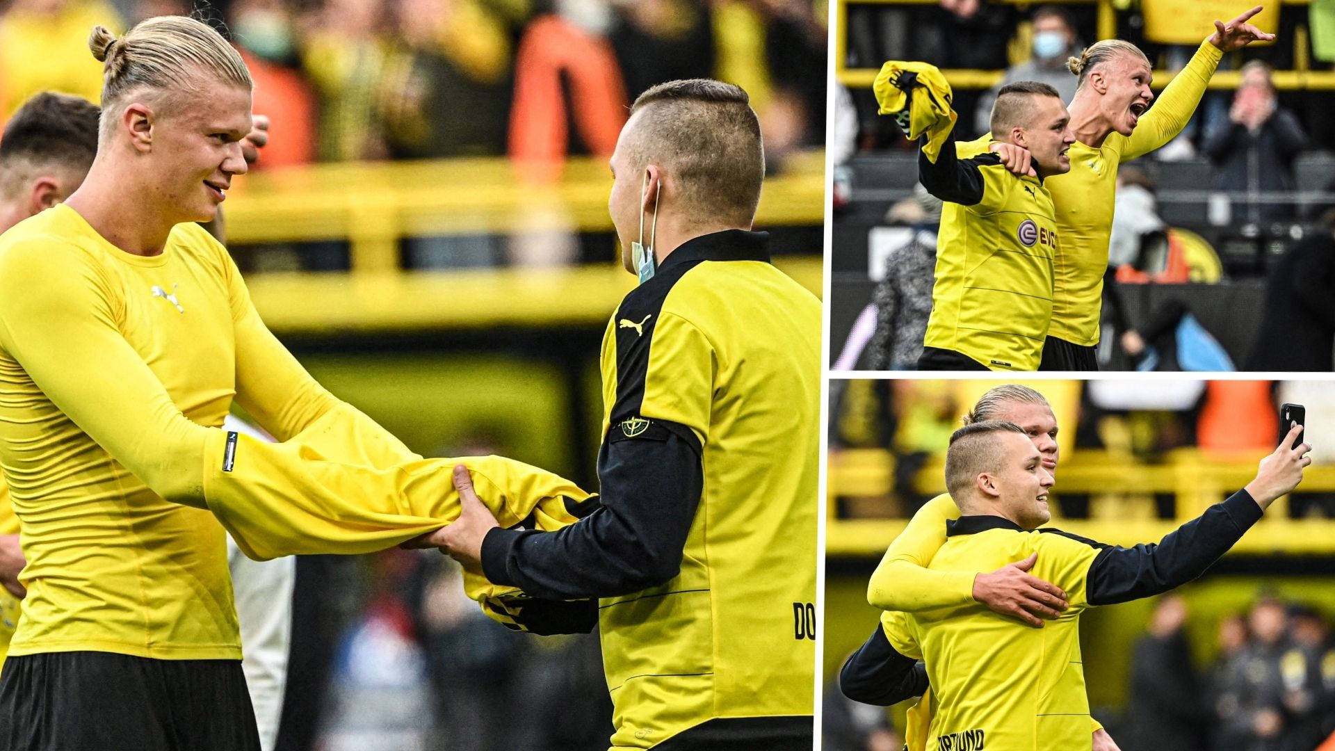 Erling Haaland celebrating with fan