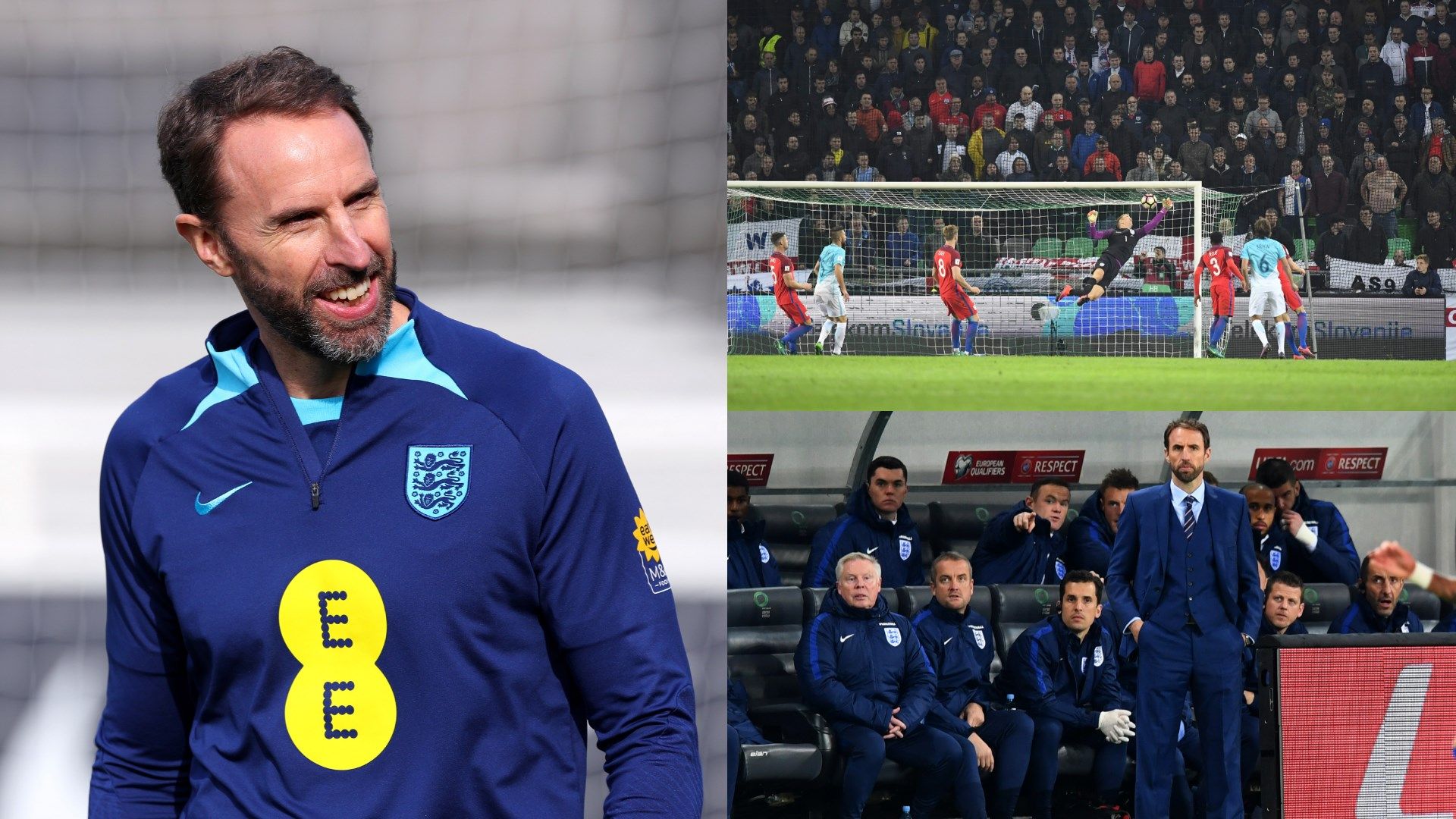 Gareth Southgate England Joe Hart vs Slovenia 2016 split