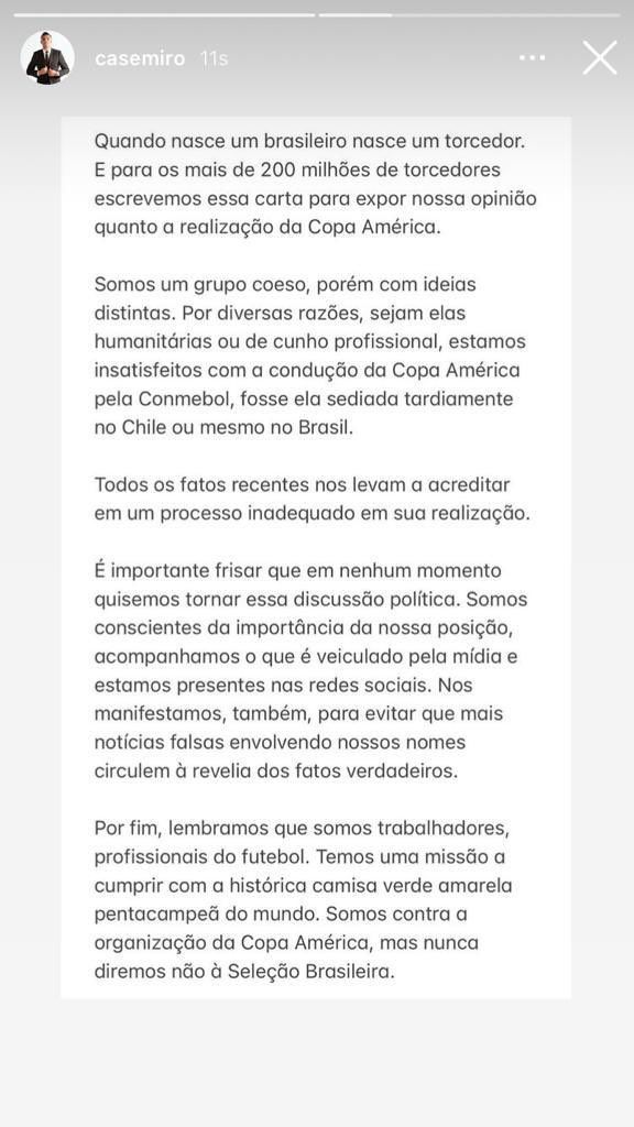 Carta Brasil Copa América