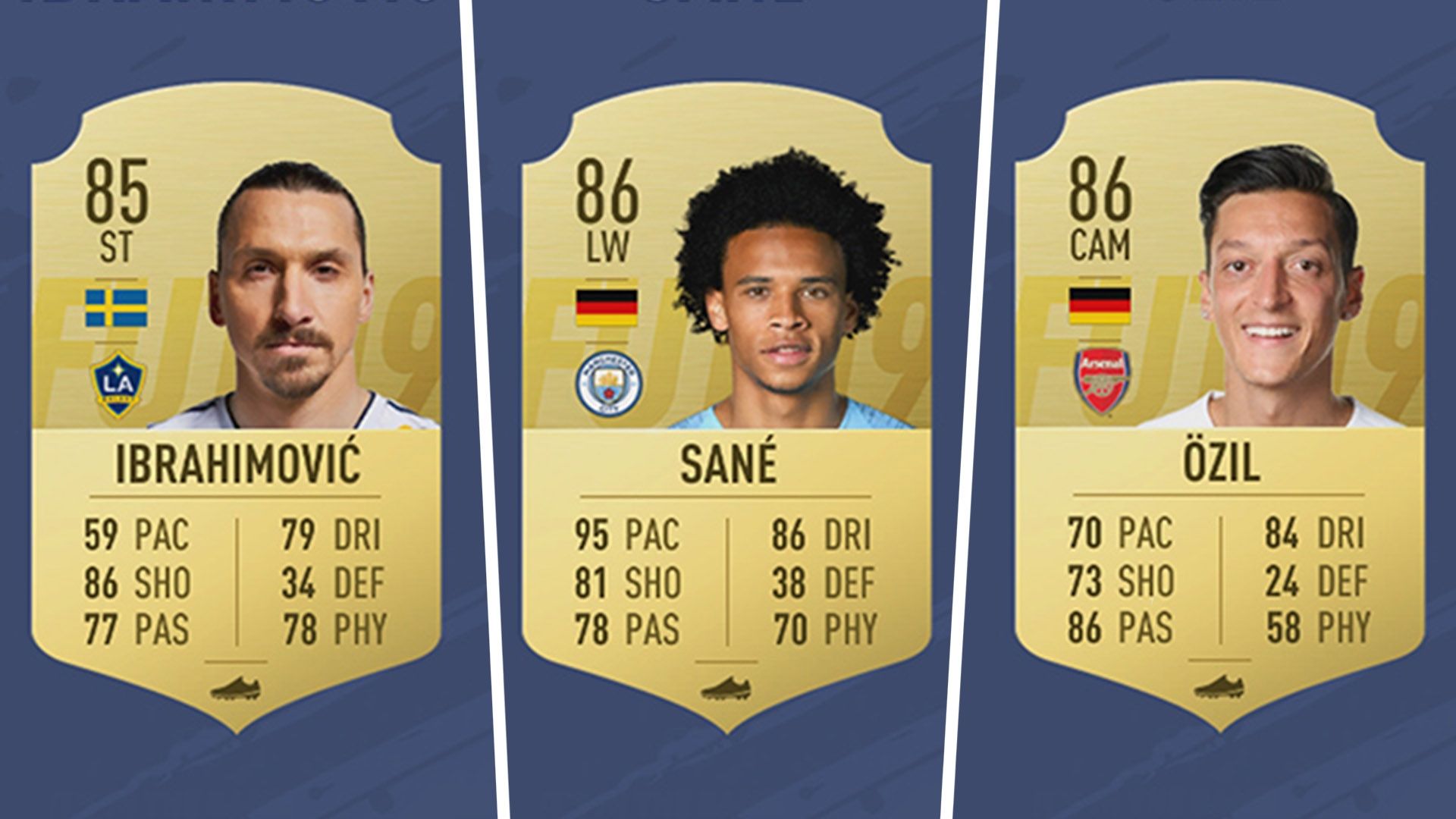 FIFA 19 Zlatan Ibrahimovic Leroy Sane Mesut Ozil